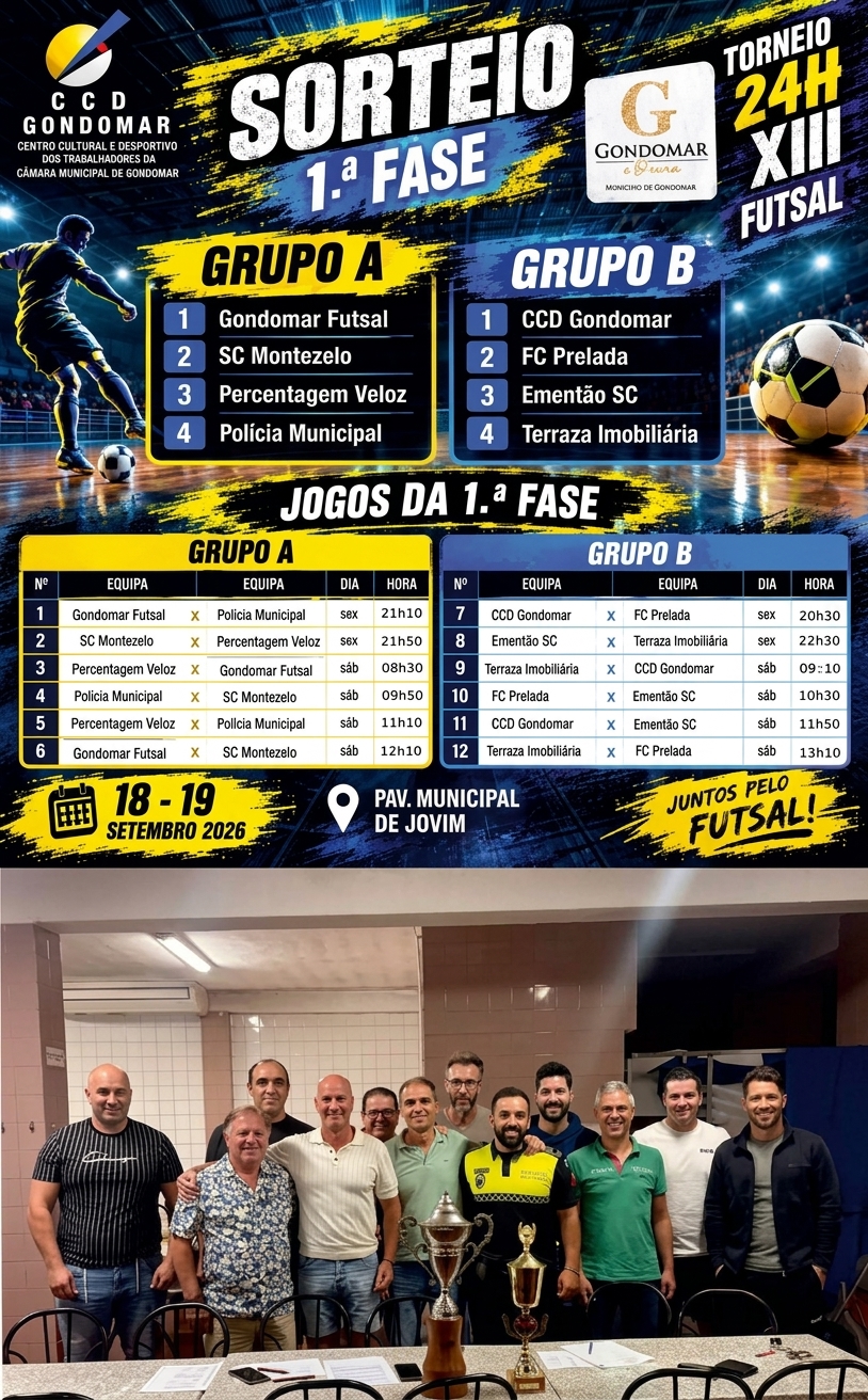 Cartaz - XIII Torneio de Futsal 24H CCD Gondomar - Por uma causa nobre